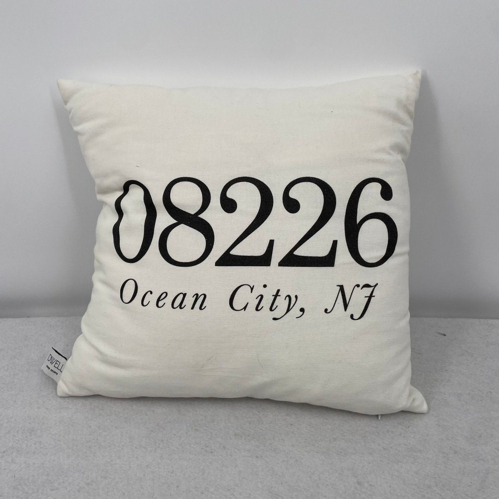 Dwell Home Shoppe Ocean City NJ 08226 Zip Code Throw Pillow Cream Canvas 15x15